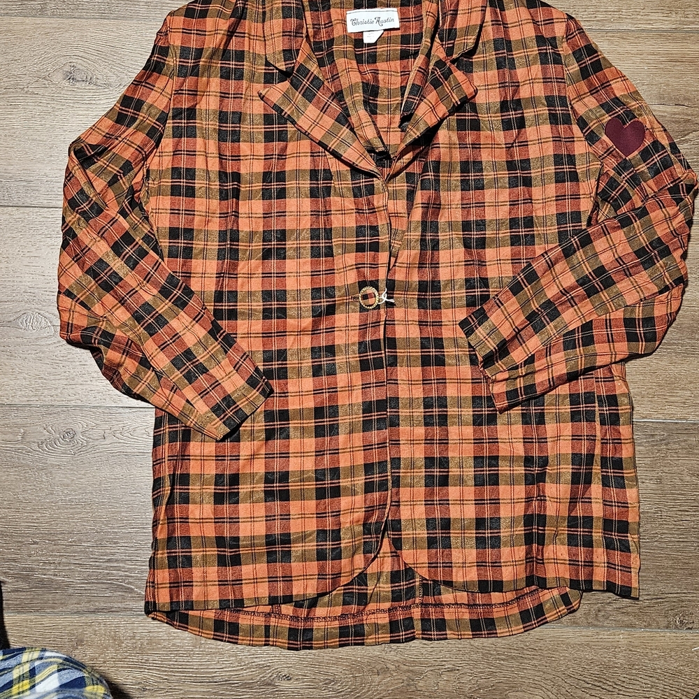 Vintage Orange and Black Checkered Blazer